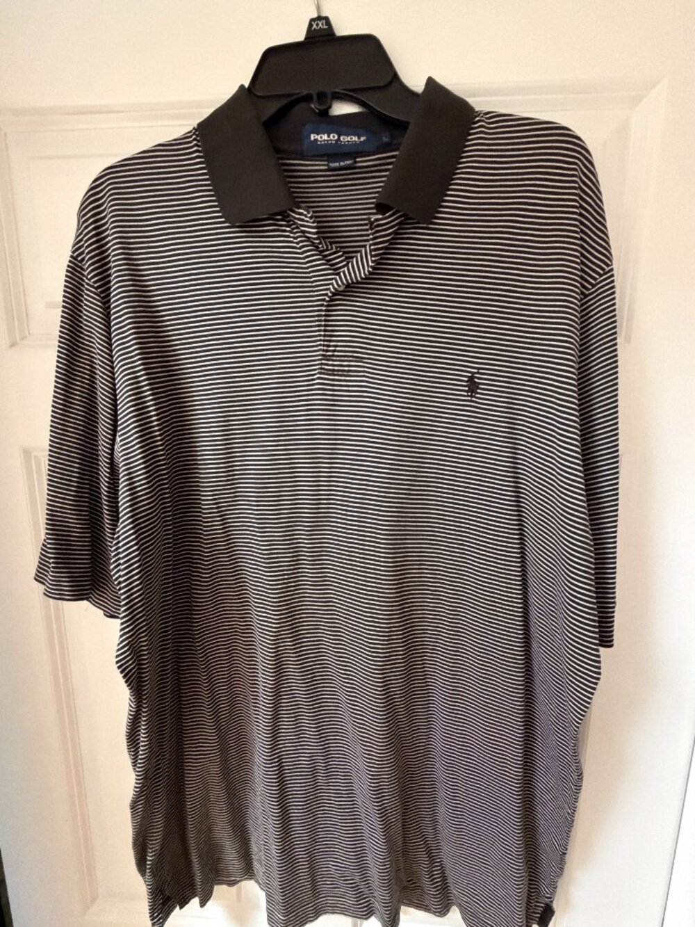 Polo Ralph Lauren Golf Polo Shirt Men’s L Black White Striped Cotton Classic